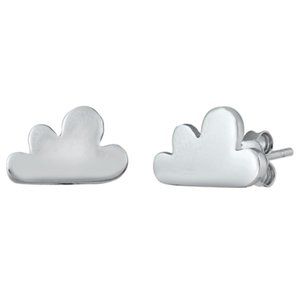 .925 Sterling Silver Clouds Stud Earrings